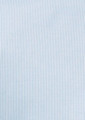 A light blue button-up shirt with a subtle striped pattern. The shirt features short sleeves and has a logo.