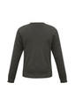 A grey knitted pullover featuring long sleeves and a round neckline, with a simple, unbranded design.