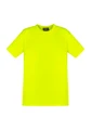 A men's high visibility t-shirt in bright yellow, featuring a logo on the label. Ideal for workwear.