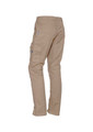 Men's rugged cargo pants in a light beige colour, featuring multiple pockets and a fitted design. Includes a logo.