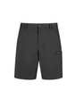 Men's lightweight outdoor shorts in black, featuring a logo and side pocket. Ideal for casual outdoor wear.