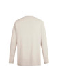 A unisex pullover in a light beige colour, featuring long sleeves and a simple design with a logo.