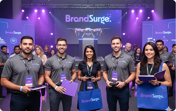 Branded coffee cups and notebooks as client gifts