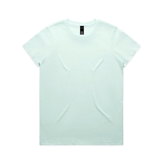 A light mint green t-shirt featuring a crew neck and a brand logo on the tag.
