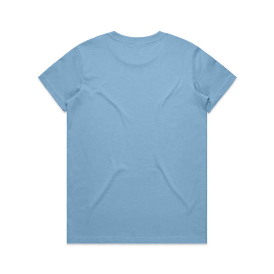 A light blue t-shirt with a classic fit and a branding logo on the back.