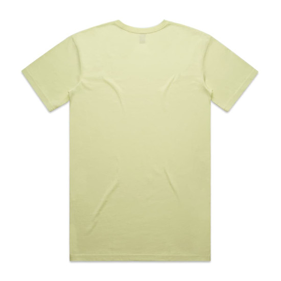 A light yellow T-shirt with a simple design and no visible branding, featuring a standard crew neck and short sleeves.