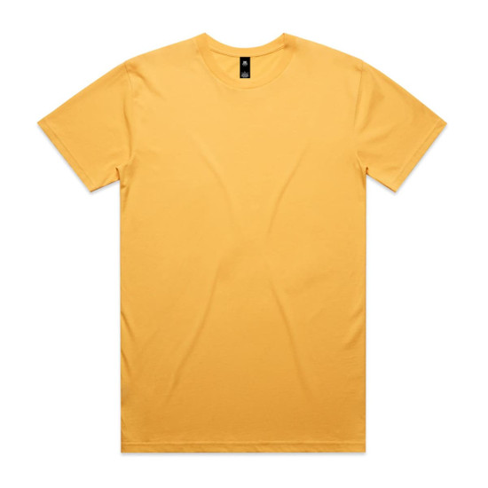 A yellow Staple Tee t-shirt featuring a crew neckline and short sleeves. It has a branding logo.