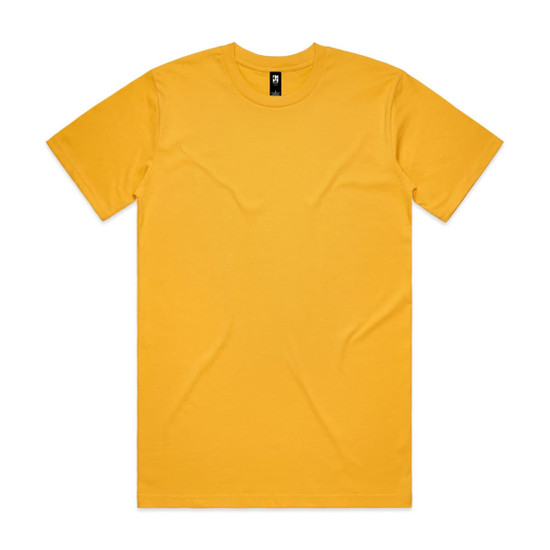 A vibrant yellow Classic Tee, featuring a plain design and a logo tag on the neckline.