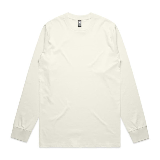 A long-sleeve t-shirt in a classic design, featuring a light cream colour and a label inside the collar.
