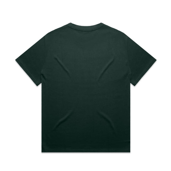 A dark green T-shirt with a relaxed fit and no visible branding on the back.