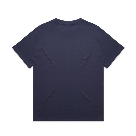 A navy blue Heavy Tee t-shirt with a plain back. The fabric appears soft and thick, suitable for casual wear.