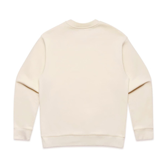 A cream-coloured sweater featuring a simple design and long sleeves. The back view highlights its minimalistic style.