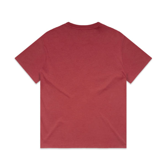 A heavy faded tee in a deep red colour, featuring a simple design without any visible logos or text.