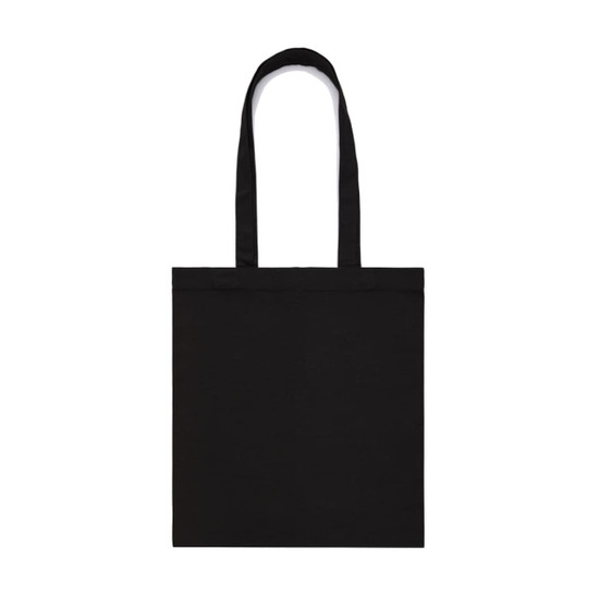 A black tote bag with two handles and no visible logos. It's simple and versatile.