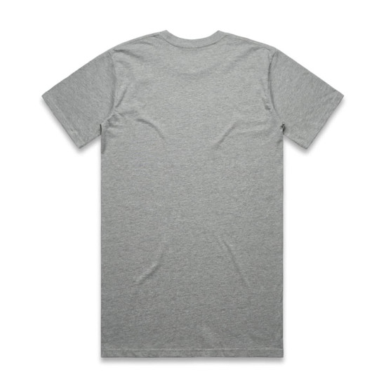 A grey Classic Plus Tee [+5cm] with a plain back and a subtle branding logo.