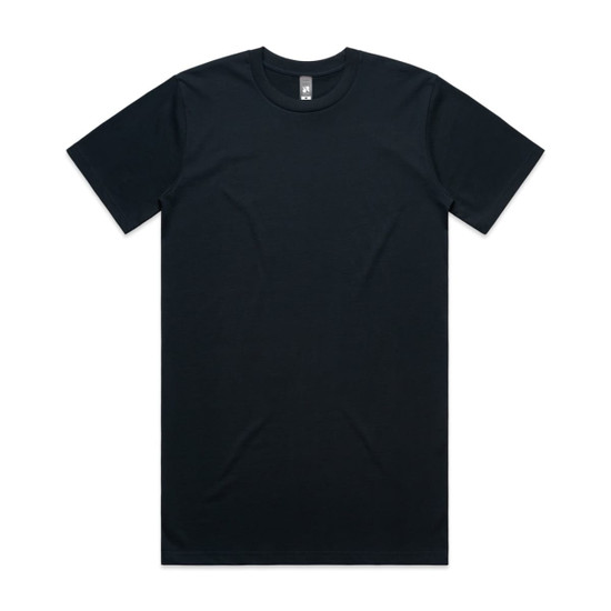 A black Classic Plus Tee [+5cm] t-shirt with a round neckline and short sleeves, featuring a logo.