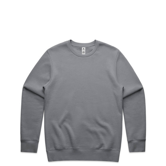 A grey hoodie with long sleeves and a circular neck opening, featuring a logo on the label.