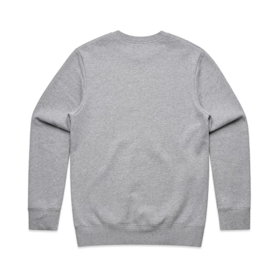 A light grey sweater with long sleeves and a rounded neckline. The back view shows a plain design with no additional details.