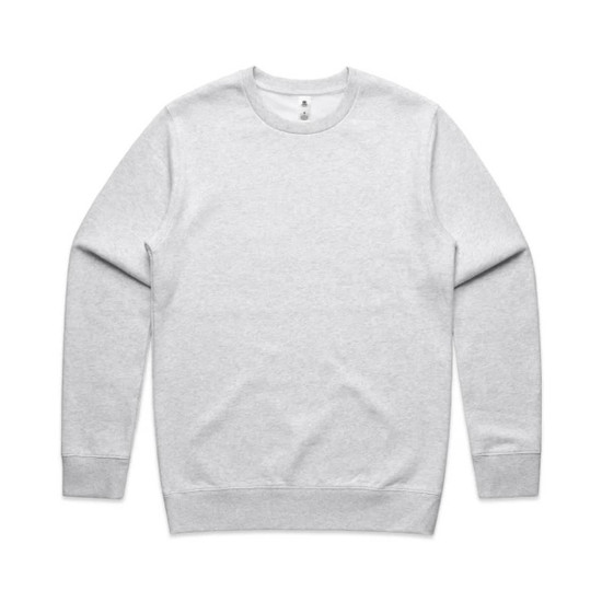 A light grey crew jumper with long sleeves. The design features a plain style and includes a logo.