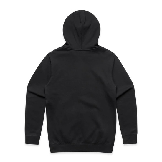 A black zip hooded jumper, featuring a simple design with a hood and no visible logos or text.