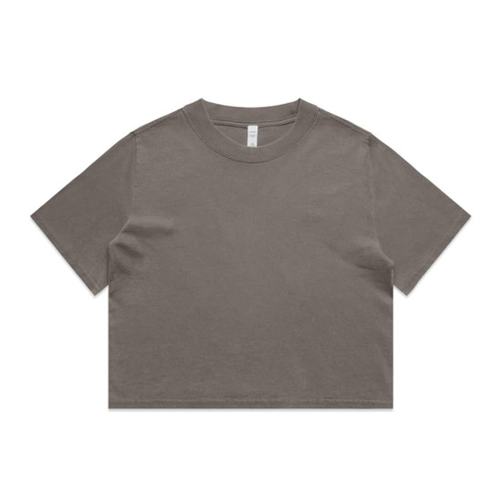 A heavy faded crop tee in a muted grey colour with a casual, relaxed fit and a basic crew neck design.