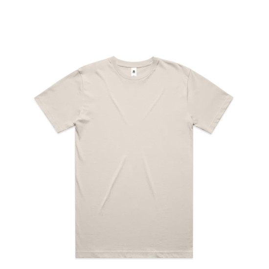 A light beige Block Tubular Tee t-shirt featuring a crew neckline and short sleeves, with a logo on the label.