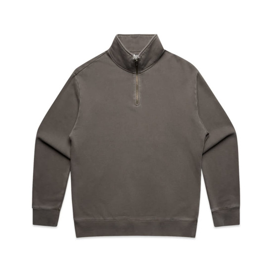A faded olive half-zip jacket featuring long sleeves and a high collar. The garment has a subtle logo detail.