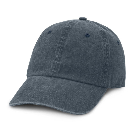 A faded cap featuring a classic design with a curved brim and a textured surface.