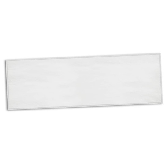 A full-colour sports towel in a rectangular shape, primarily white with an edge trim, featuring a logo.
