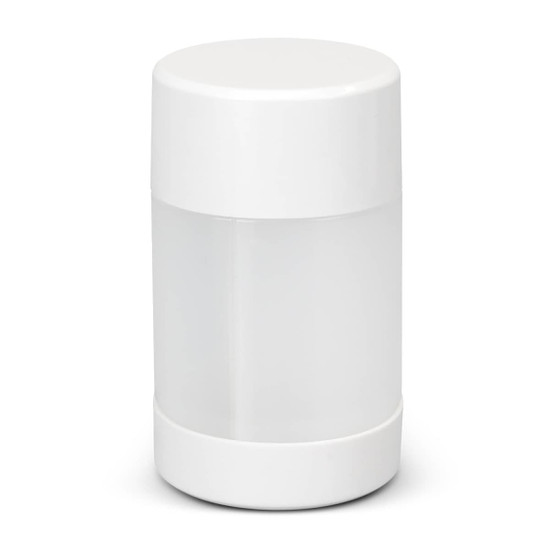 A drink bottle set featuring a sleek white design with a clear middle section and a white cap.