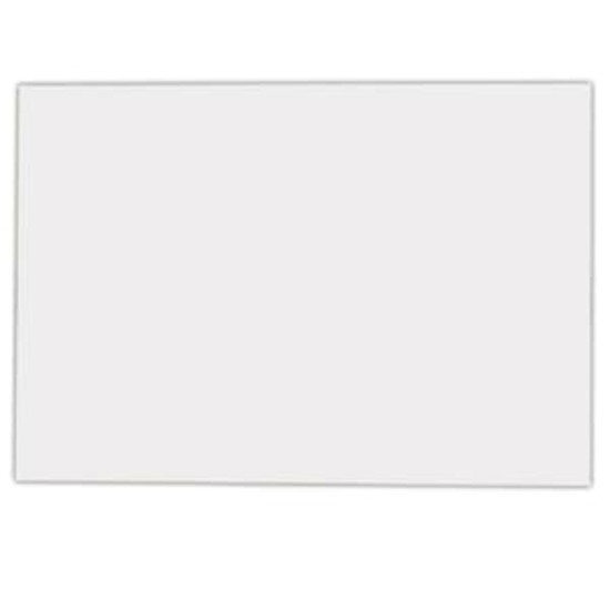 A square cut fridge magnet in a plain white finish. Features a subtle border and includes a logo.