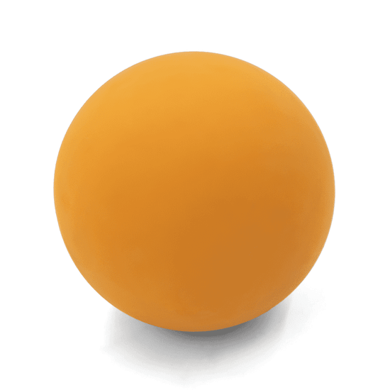An orange high bounce ball with a smooth surface, designed for fun and games. The ball features a logo.