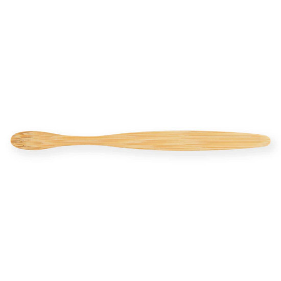 A bamboo toothbrush, featuring a sleek and environmentally friendly design.