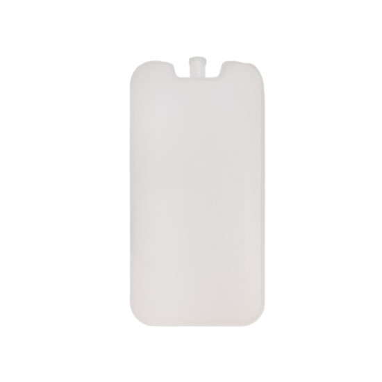 A white cooler brick with a rounded top, featuring a small opening, suitable for use in cooler bags.