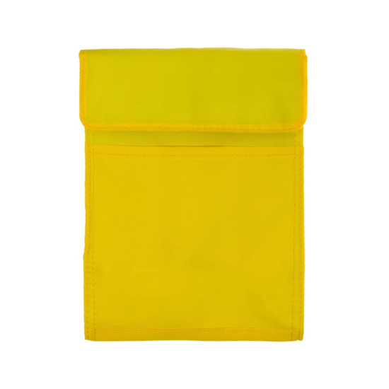 A bright yellow Sumo Cooler Lunch Bag with a fold-over closure and a pocket on the front.