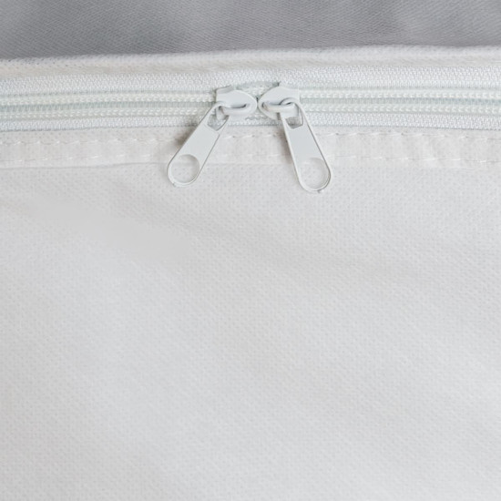 A white cooler bag with a zippered closure at the top, featuring two zip pulls and a simple design.