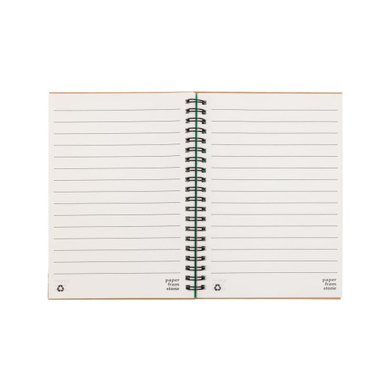 A Stone Paper Notebook featuring blank lined pages and a spiral binding.
