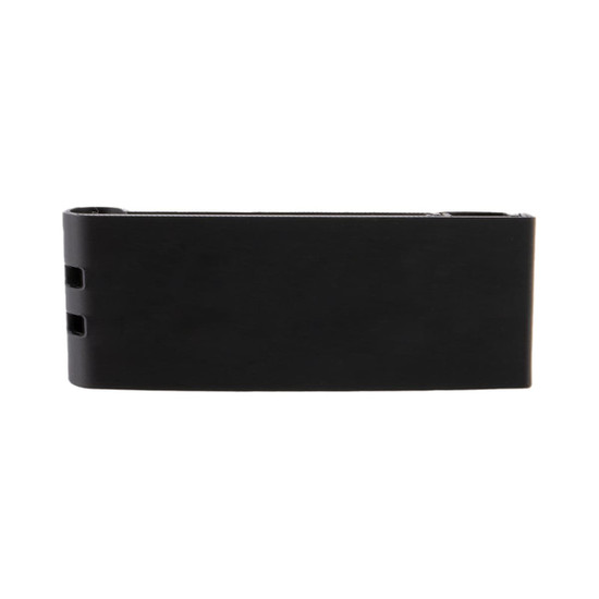 A sleek black phone stand with clips, designed for easy device support and portability. It features a minimalist design.