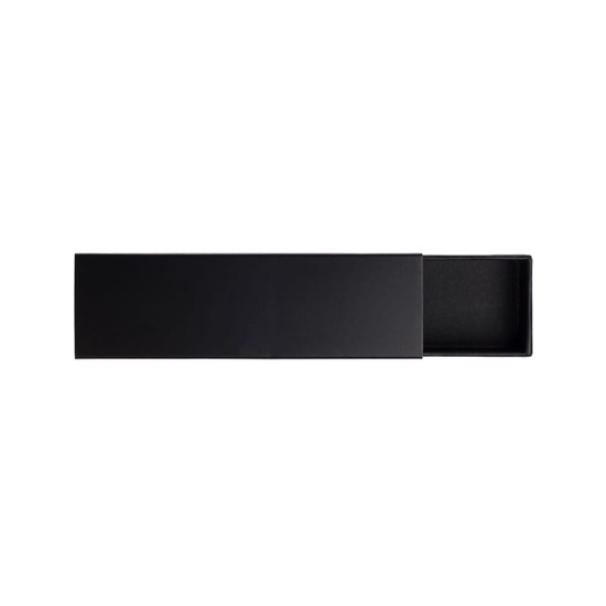 A sleek black box with a sliding drawer design, suitable for packaging tech accessories.