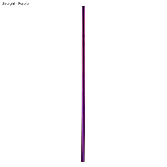 A purple stainless steel straw measuring 6mm x 215mm, displayed vertically against a white background.