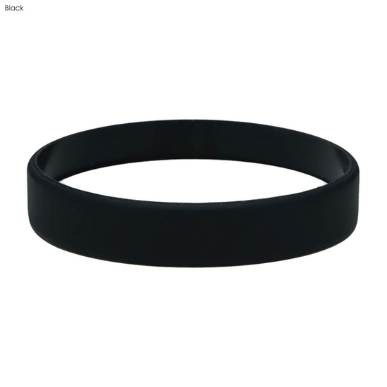 A black silicone wristband with a smooth texture, designed for exhibitions and events.