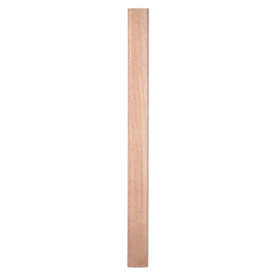 A carpenter pencil in a natural wood colour, featuring a sleek, elongated design. It has a logo on one side.