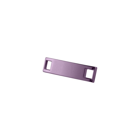 A purple classic shoelace charm with rectangular ends and a smooth metallic finish.