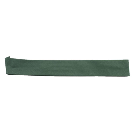 A green fabric strap, possibly for securing or adjusting headwear.
