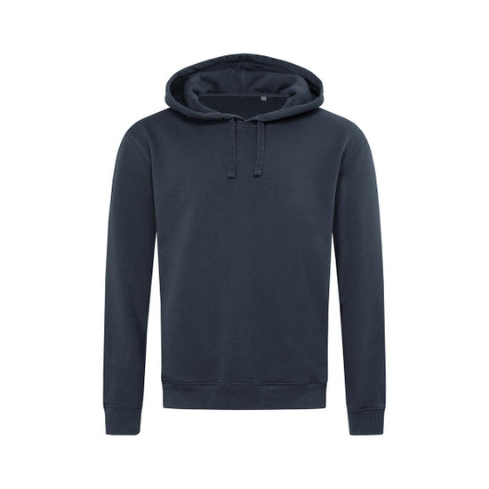 A dark grey unisex hoodie with a drawstring hood and long sleeves, featuring a logo on the front.