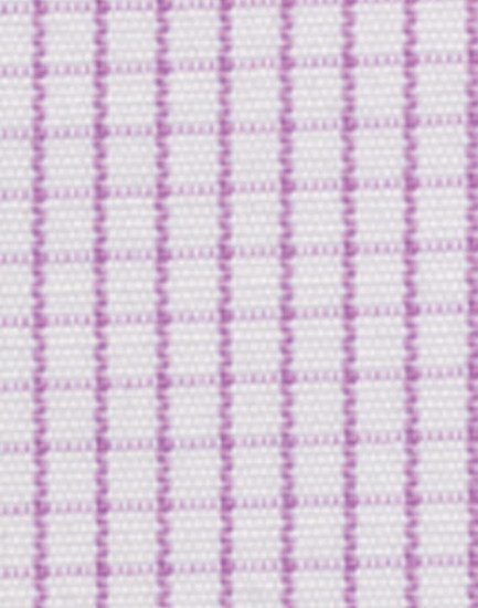 A close-up of fabric featuring a mini check pattern in white and light purple.
