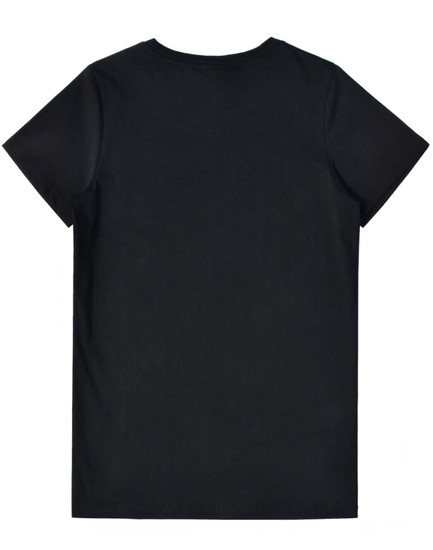 A black ladies' premium cotton t-shirt with a classic short sleeve cut and a plain back design.