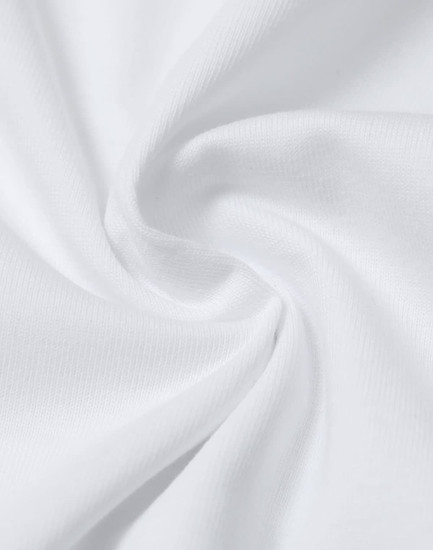 A close-up of white cotton fabric, showcasing a soft texture with a smooth, twisted design.