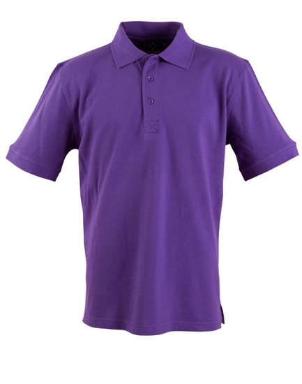 A purple Men's Longbeach Polo shirt with a classic collar and short sleeves. It features a logo on the chest.