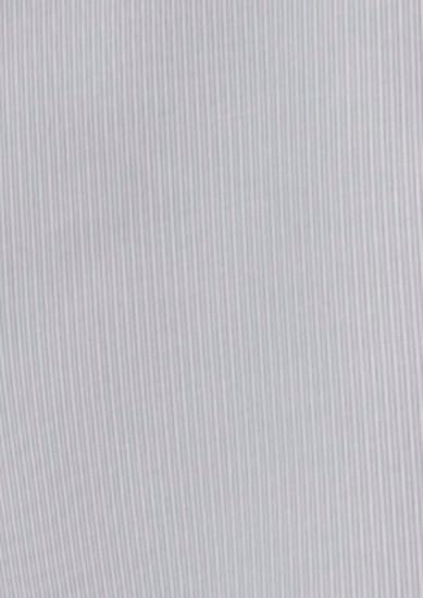 A short sleeve women's button-up shirt in a light grey striped pattern, featuring a logo on the chest.